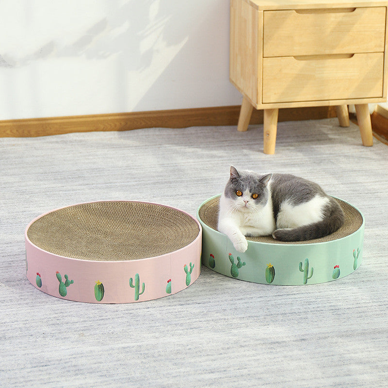 Round Cat Scratch Board, Bed & Toy – 3-in-1 Cat Essential