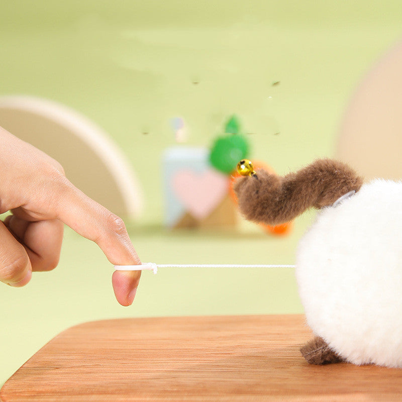 Plush Drawstring Cat Toy – Bunny & Mouse Design